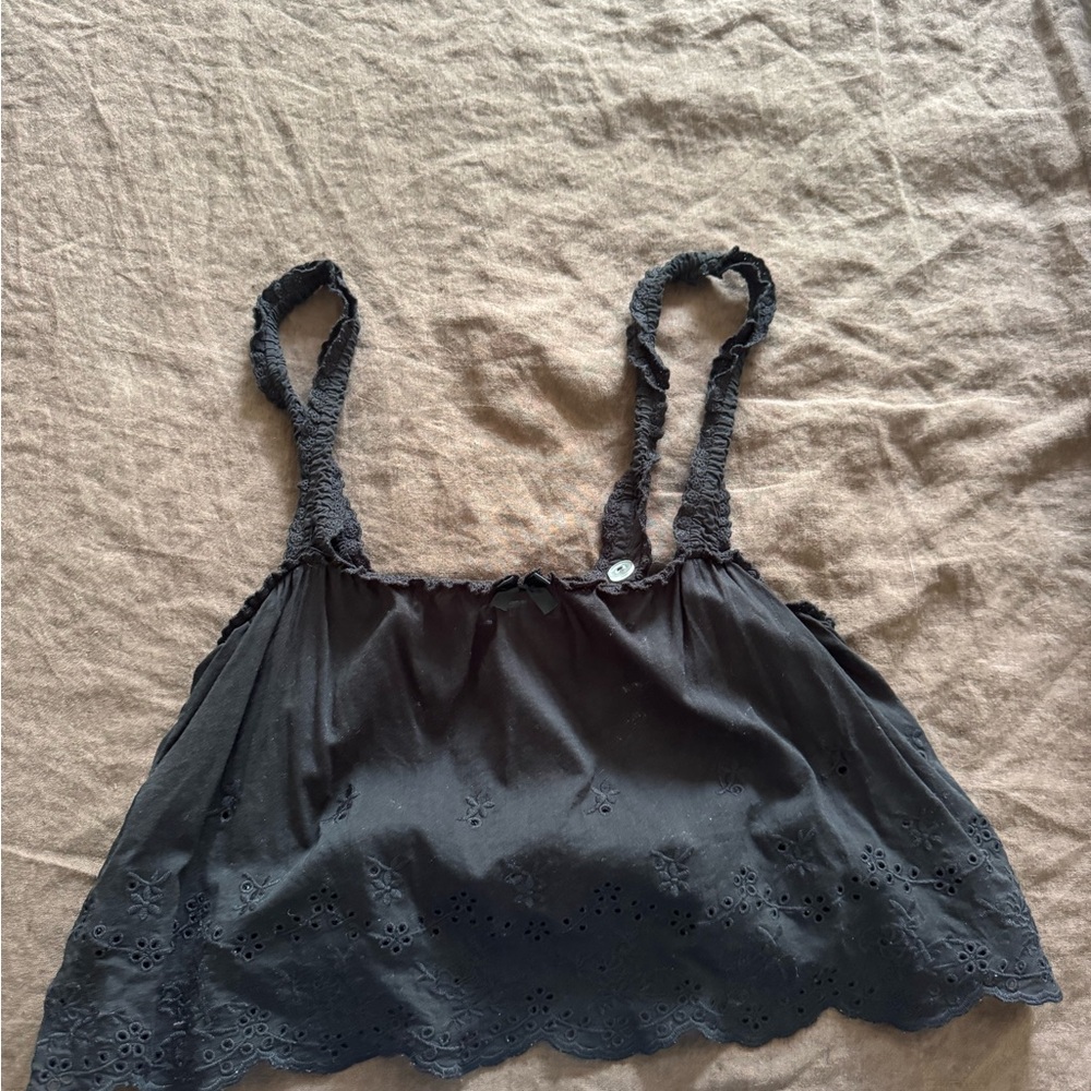 Reformation Black Eyelet Camisole Crop Top